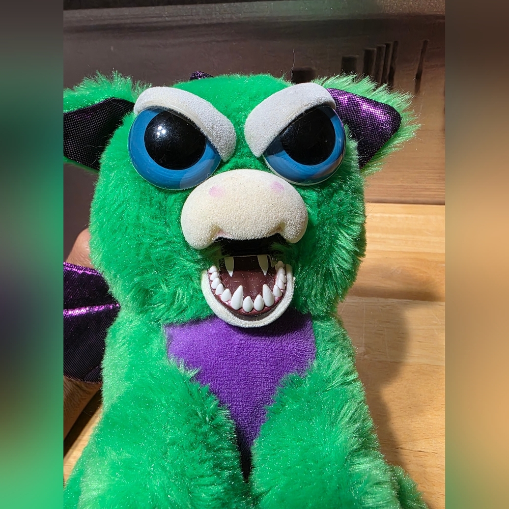 Feisty Pets Ferdinand Winged Green and Purple Dragon Plush.
